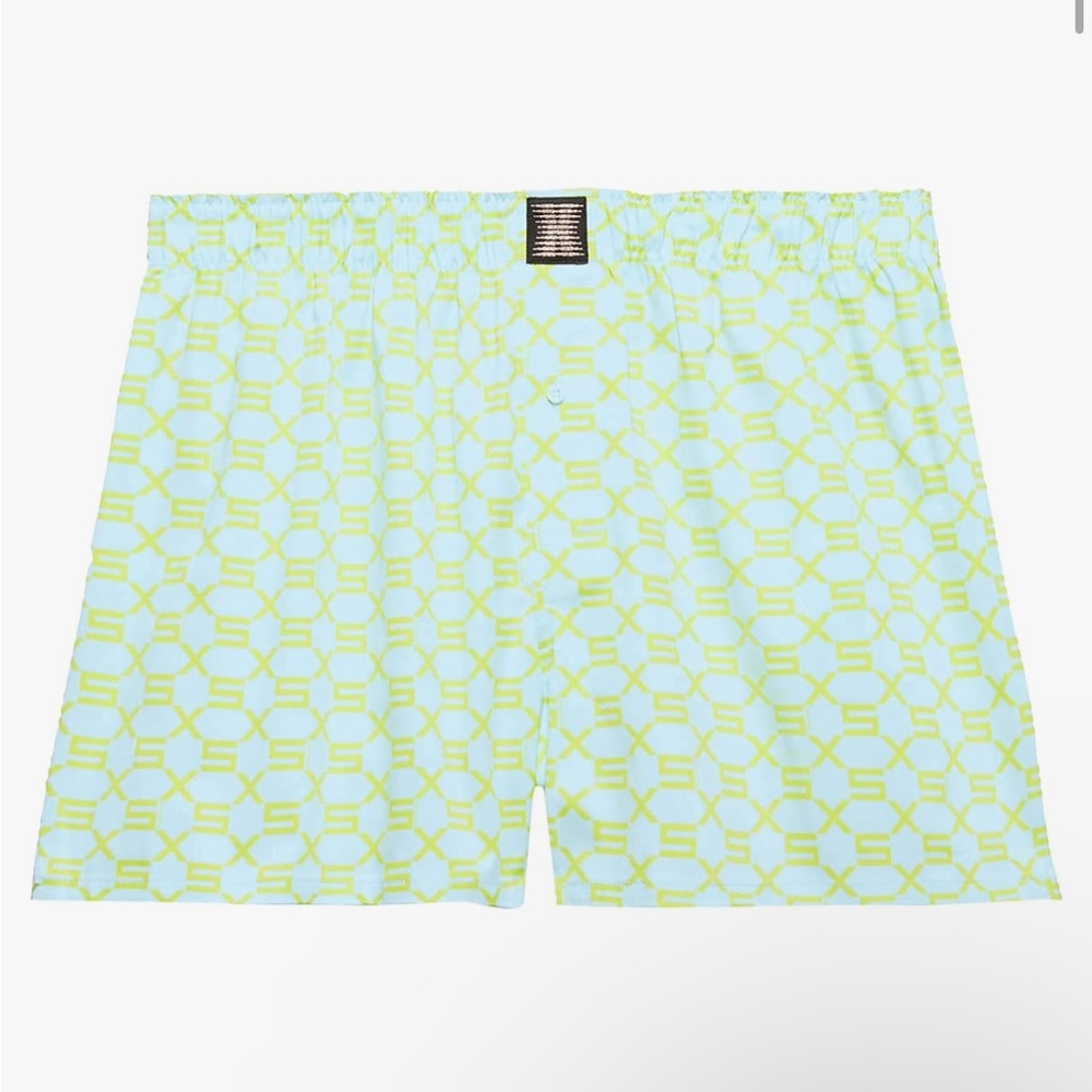 Savage X Fenty Green Geometric Pattern Shorts